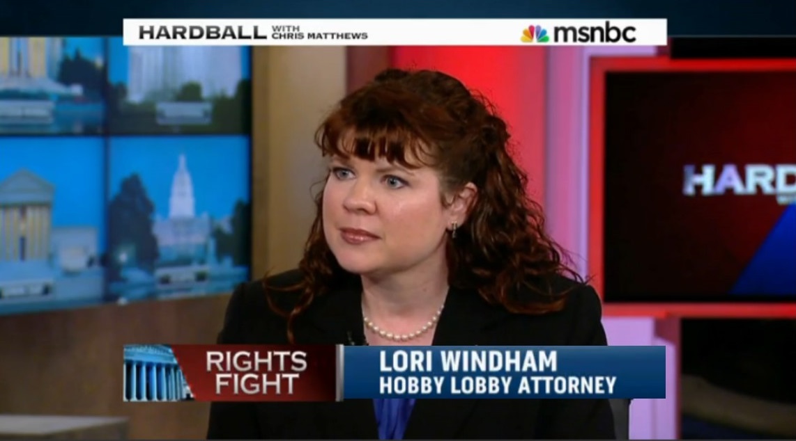 Lori Windham discusses the Hobby Lobby case on MSNBC Hardball with Chris Matthews, March 25, 2014