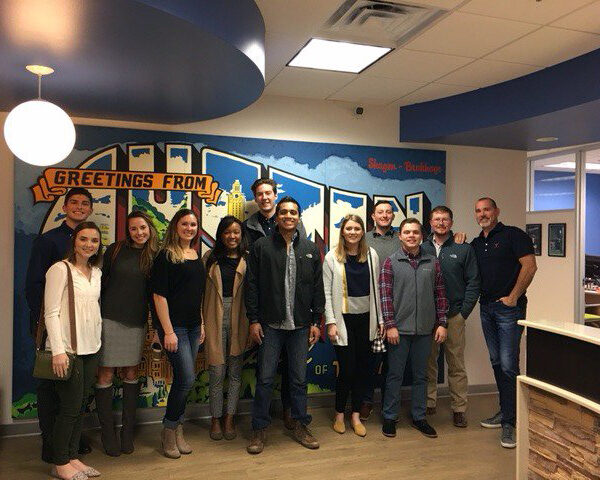 Members of ACU's Collegiate Entrepreneurs Organization recently toured Q1 Media in Austin to hear the inside story of the startup business. Photo: Q1 Media.