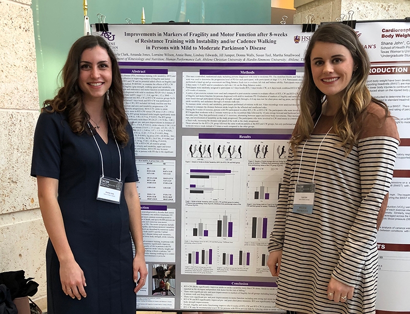 Amanda Jones, left, and Cayla Clark are two of the four ACU students who presented posters at a meeting of the Texas Chapter of the American College of Sports Medicine in Fort Worth