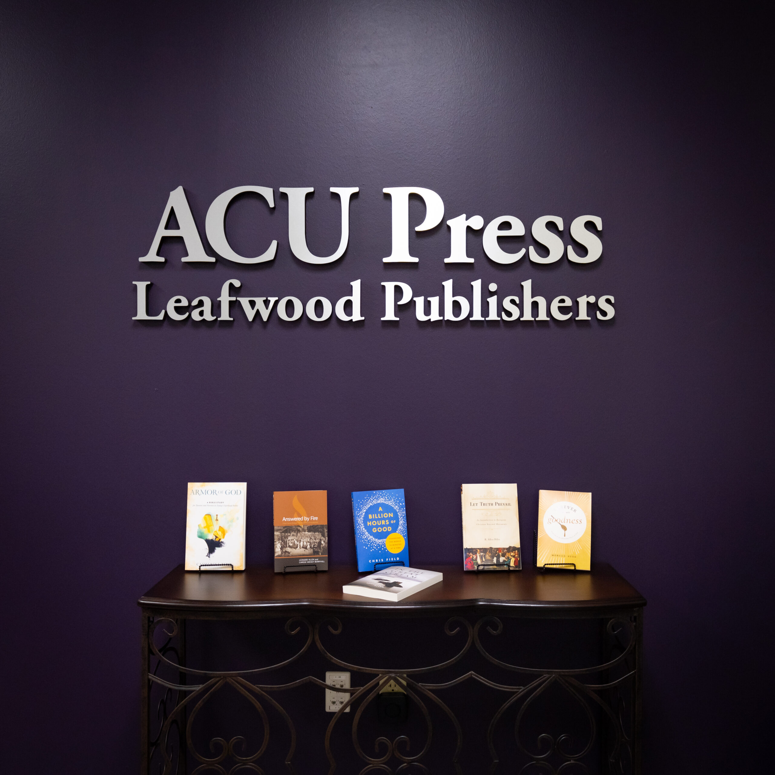ACU Press sign in the library
