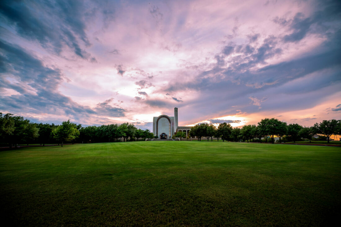 Campus view with beautiful sunset