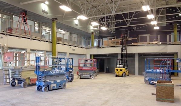 Construction on the Engineering and Physics Labs at Bennett Gym
