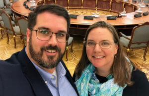 Andrew Kelly, a 2001 graduate of ACU, and his wife, Jenny, operate Jeremiah's Hope ministry in Ukraine. They are pictured in Kyiv last May where they met with the Ukranian president.