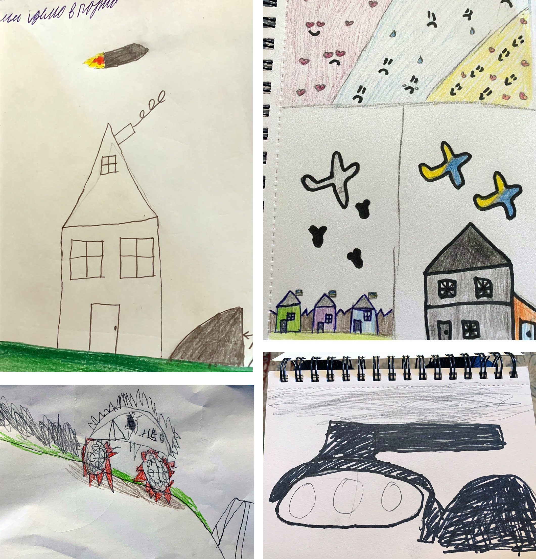 Drawings by the Ukrainian children show their scariest moments.