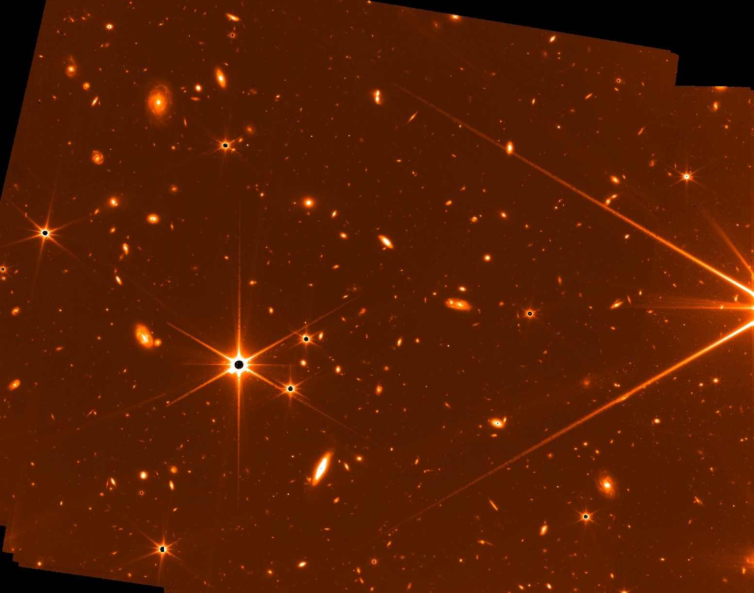 The first test image from the Webb was taken by the two guidance sensor cameras. “There are a couple of stars in the image, but everything else you see – every little speck – is a galaxy. There really isn’t any dark sky; it’s galaxies everywhere,” Acton said.