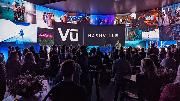 A crowd gathers for the grand opening party for Vū Nashville. 