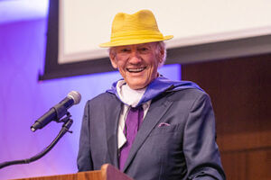 Saunders speaking at the annual Friends of ACU Library dinner.