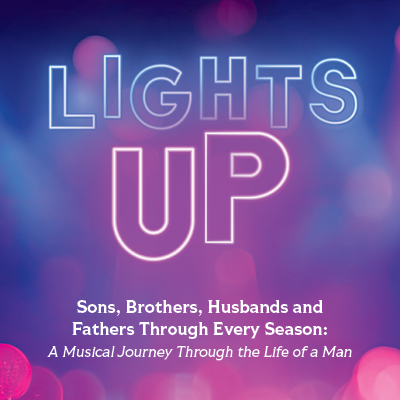purple blue and pink graphic for lights up with christopher hollingsworth.