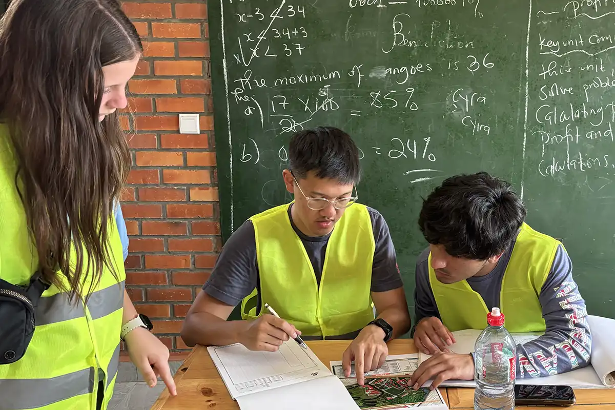 Students work together on a Construction Management project.