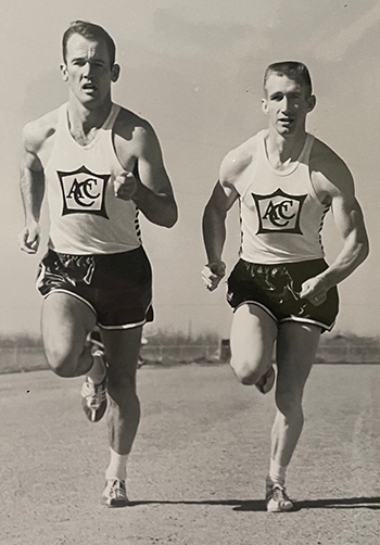 Bobby Morrow (left) and James Segrest ran together on Wildcat relay teams that set five world records while they were undergraduate students.