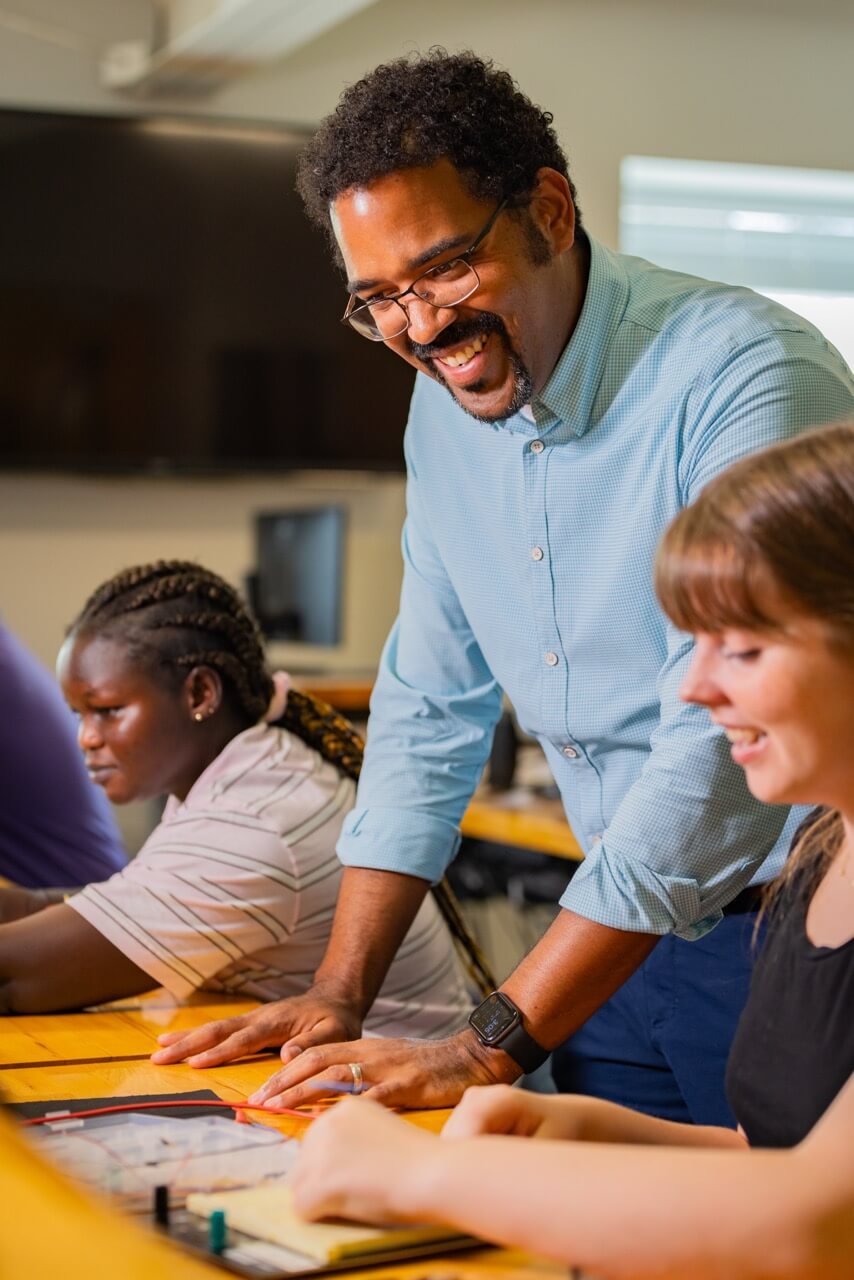 Engineering Professor with students