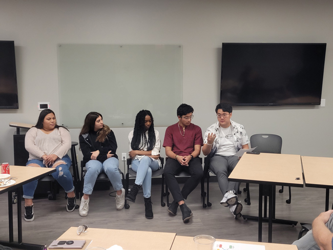 International students in a panel group session at the Adams Center last year. 