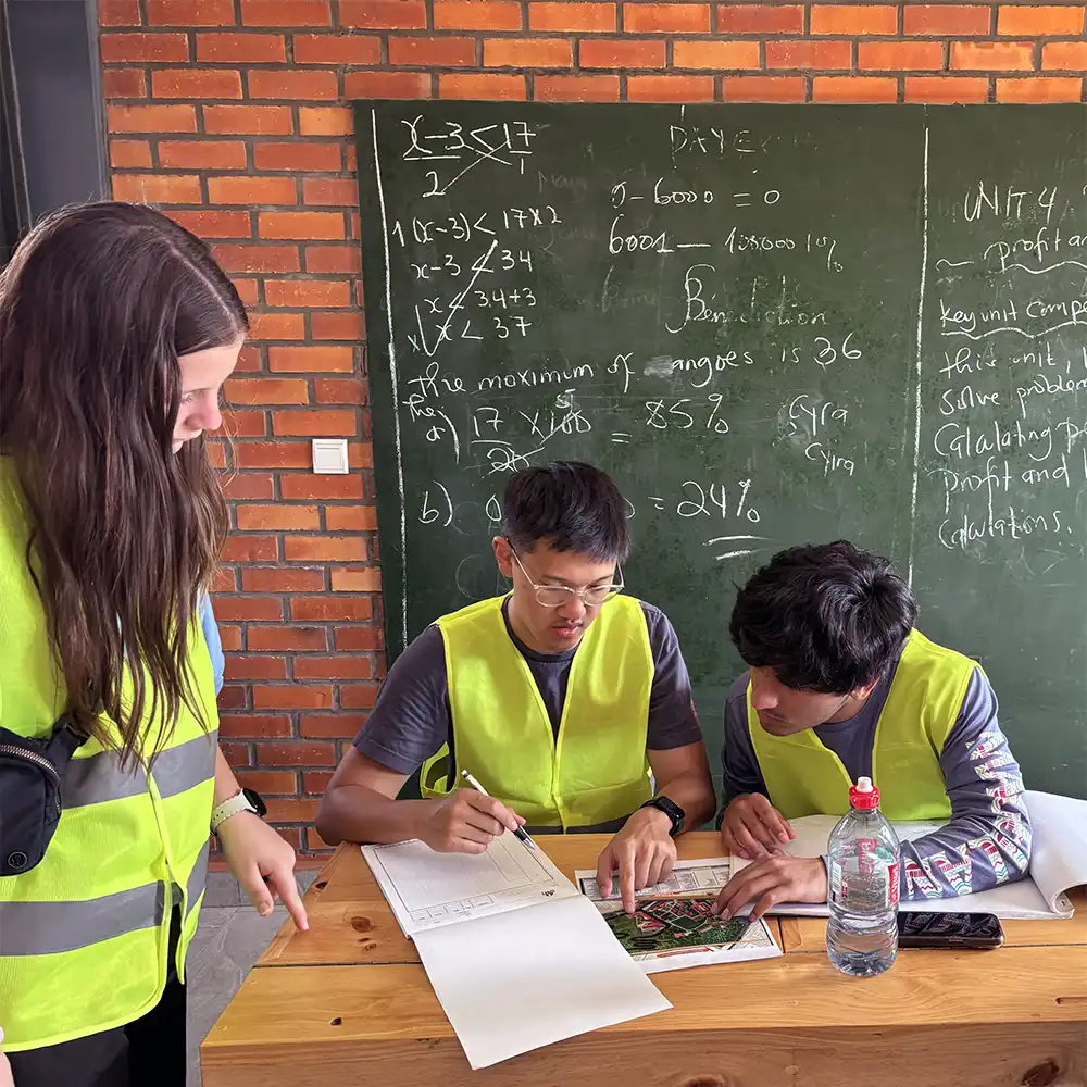 Construction Management students work on a project together.