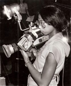 Burns landed her first paid media job at KRBC-TV in Abilene while she was still an ACU student. She credits Martha (Colglazier ’78) Avance, then KRBC-TV news anchor, for sharing a tip that paid off. Photo by David Leeson.