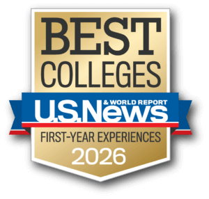 An award stating ACU is one of the best colleges for first year experiences in 2026 from U.S. News and World Report