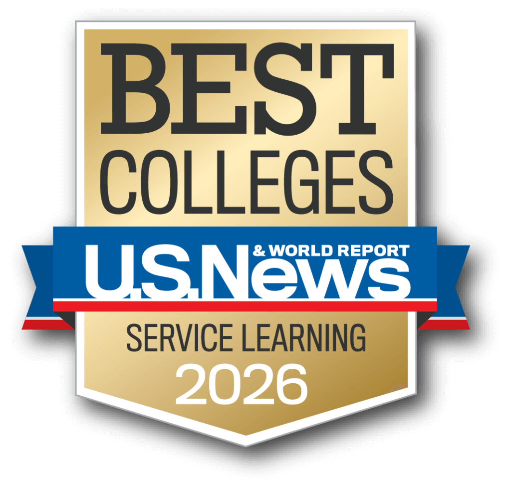 An award stating ACU is one of the best colleges for service learning in 2026 from U.S. News and World Report