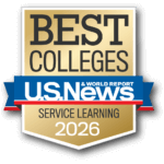 An award stating ACU is one of the best colleges for service learning in 2026 from U.S. News and World Report