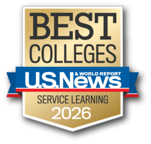 An award stating ACU is one of the best colleges for service learning in 2026 from U.S. News and World Report