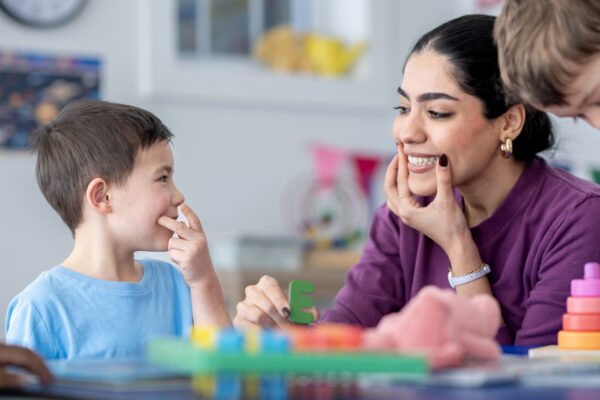 SLP working with child