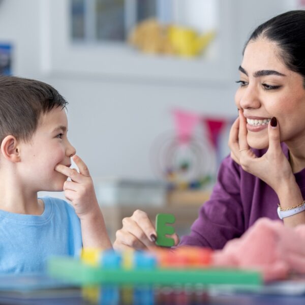 SLP working with child