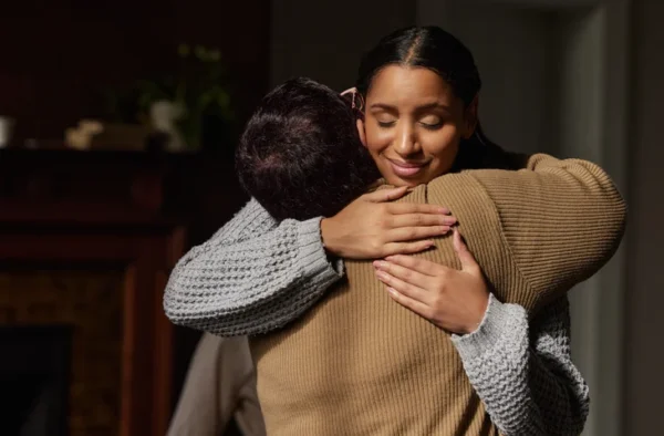 Woman hugging loved one