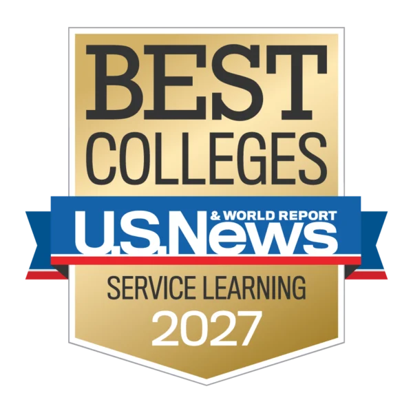 Award stating ACU is one of the Best Colleges for Service Learning in 2027 from U.S. News and World Report.