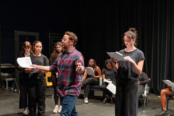 Students rehearsing for a theatrical production